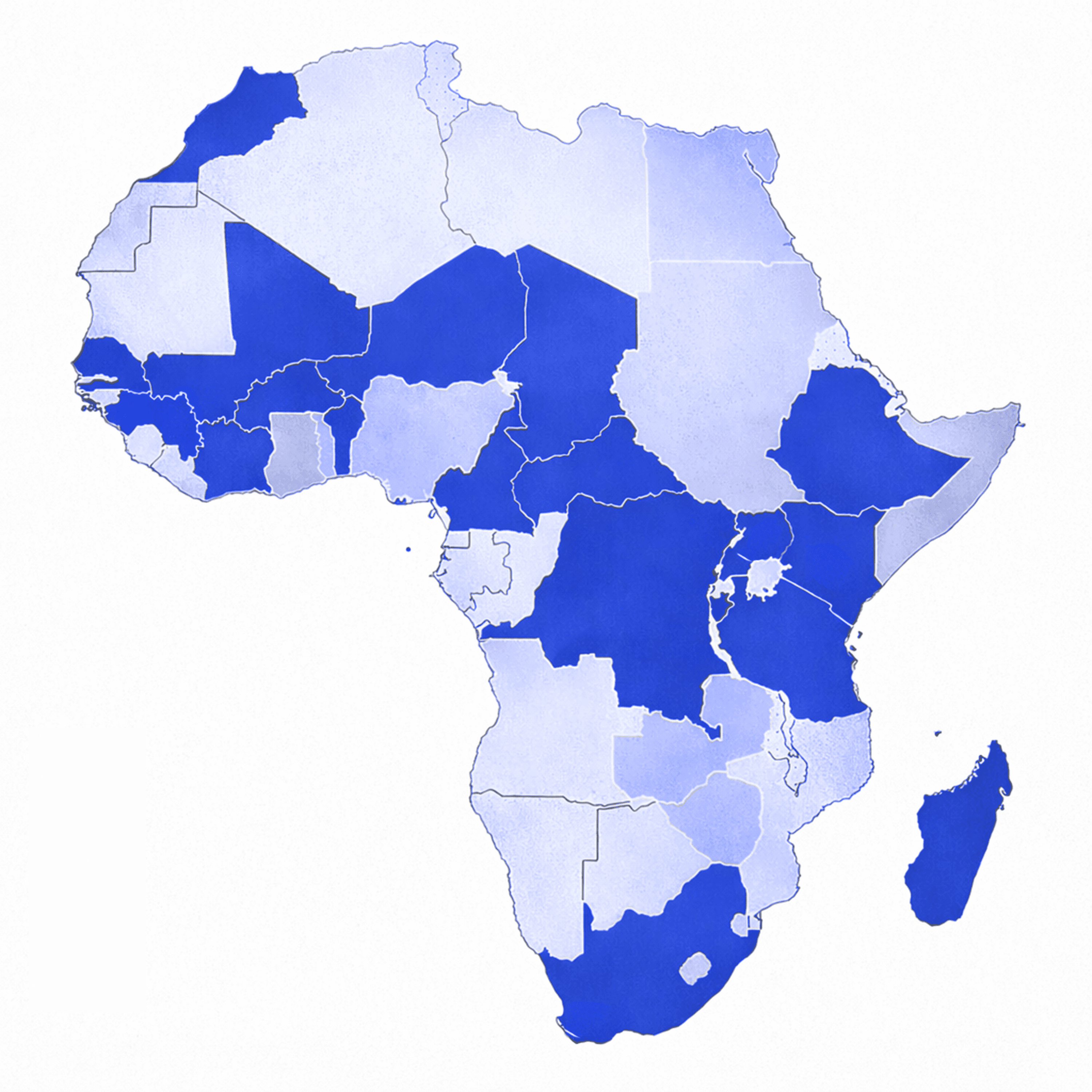 Map of Africa showing PesaCheck coverage